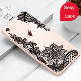 Luxury Silicone Phone Case For iPhone 8 7 6 6s Plus 5s Cases 3D Lace Flower Girl Soft TPU Back Cover For iPhone X XS Max XR Case