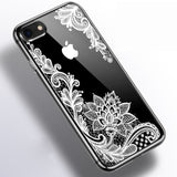 Luxury Silicone Phone Case For iPhone 8 7 6 6s Plus 5s Cases 3D Lace Flower Girl Soft TPU Back Cover For iPhone X XS Max XR Case
