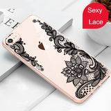Luxury Silicone Phone Case For iPhone 8 7 6 6s Plus 5s Cases 3D Lace Flower Girl Soft TPU Back Cover For iPhone X XS Max XR Case