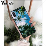 Yinuoda Palm tree leaf mountain white smoke TPU Soft Silicone Phone Case for iPhone 8 7 6 6S Plus X XS MAX 5 5S SE XR Cover