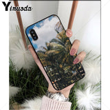 Yinuoda Palm tree leaf mountain white smoke TPU Soft Silicone Phone Case for iPhone 8 7 6 6S Plus X XS MAX 5 5S SE XR Cover
