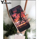 Yinuoda Palm tree leaf mountain white smoke TPU Soft Silicone Phone Case for iPhone 8 7 6 6S Plus X XS MAX 5 5S SE XR Cover