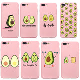 Cute Phone Case Coque For iPhone XR 6 6S Plus X 5 SE Plus Case Cartoon Summer Fruit Avocado Pink Phone Cover For iPhone 8 7 Plus