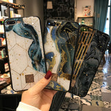 Glitter Gold Marble Case For iPhone X XS Max XR 7 Soft TPU Granite Geometry Cover For iPhone 7 8 6 6s Plus Cover Phone Case