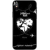Personalized Custom Name World Map Crown Heart Soft Clear Phone Case For iPhone 6 6S 7 8 Plus X XS 11 Pro max Huaiwei P10 20 30
