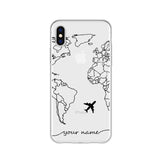 Personalized Custom Name World Map Crown Heart Soft Clear Phone Case For iPhone 6 6S 7 8 Plus X XS 11 Pro max Huaiwei P10 20 30