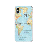 Personalized Custom Name World Map Crown Heart Soft Clear Phone Case For iPhone 6 6S 7 8 Plus X XS 11 Pro max Huaiwei P10 20 30
