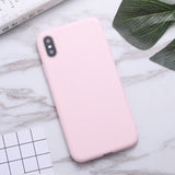 Fashion Soft Back Matte Color Cases for Iphone 7 6 6s 8Plus Pure Solid MATTE Silicon Case for IPhone Xs Max Xr X Cover Thickened