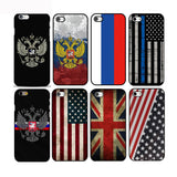 Russian / American / British flag national emblem phone Hard Plastic Case Cover For iphone 4s 5s se/6/6plus/7 7plus 8 8plus x