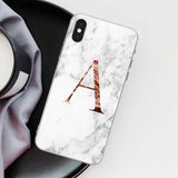 Letter Monogram A B C D white marble Soft TPU Phone Case For iphone 5S 5 SE 6 6s Plus 7 7Plus 8 8Plus XS Max XR