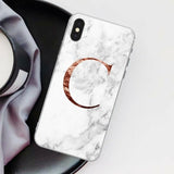 Letter Monogram A B C D white marble Soft TPU Phone Case For iphone 5S 5 SE 6 6s Plus 7 7Plus 8 8Plus XS Max XR