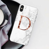 Letter Monogram A B C D white marble Soft TPU Phone Case For iphone 5S 5 SE 6 6s Plus 7 7Plus 8 8Plus XS Max XR