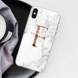 Letter Monogram A B C D white marble Soft TPU Phone Case For iphone 5S 5 SE 6 6s Plus 7 7Plus 8 8Plus XS Max XR