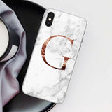 Letter Monogram A B C D white marble Soft TPU Phone Case For iphone 5S 5 SE 6 6s Plus 7 7Plus 8 8Plus XS Max XR