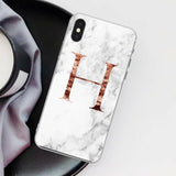 Letter Monogram A B C D white marble Soft TPU Phone Case For iphone 5S 5 SE 6 6s Plus 7 7Plus 8 8Plus XS Max XR