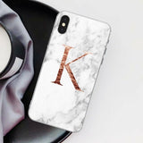 Letter Monogram A B C D white marble Soft TPU Phone Case For iphone 5S 5 SE 6 6s Plus 7 7Plus 8 8Plus XS Max XR