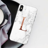 Letter Monogram A B C D white marble Soft TPU Phone Case For iphone 5S 5 SE 6 6s Plus 7 7Plus 8 8Plus XS Max XR