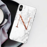 Letter Monogram A B C D white marble Soft TPU Phone Case For iphone 5S 5 SE 6 6s Plus 7 7Plus 8 8Plus XS Max XR