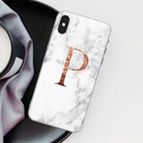 Letter Monogram A B C D white marble Soft TPU Phone Case For iphone 5S 5 SE 6 6s Plus 7 7Plus 8 8Plus XS Max XR