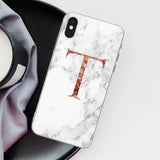 Letter Monogram A B C D white marble Soft TPU Phone Case For iphone 5S 5 SE 6 6s Plus 7 7Plus 8 8Plus XS Max XR