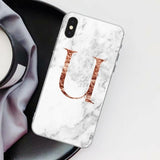 Letter Monogram A B C D white marble Soft TPU Phone Case For iphone 5S 5 SE 6 6s Plus 7 7Plus 8 8Plus XS Max XR