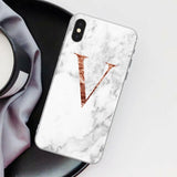 Letter Monogram A B C D white marble Soft TPU Phone Case For iphone 5S 5 SE 6 6s Plus 7 7Plus 8 8Plus XS Max XR