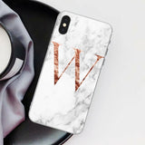 Letter Monogram A B C D white marble Soft TPU Phone Case For iphone 5S 5 SE 6 6s Plus 7 7Plus 8 8Plus XS Max XR