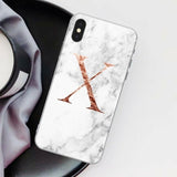 Letter Monogram A B C D white marble Soft TPU Phone Case For iphone 5S 5 SE 6 6s Plus 7 7Plus 8 8Plus XS Max XR