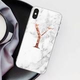 Letter Monogram A B C D white marble Soft TPU Phone Case For iphone 5S 5 SE 6 6s Plus 7 7Plus 8 8Plus XS Max XR