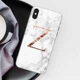 Letter Monogram A B C D white marble Soft TPU Phone Case For iphone 5S 5 SE 6 6s Plus 7 7Plus 8 8Plus XS Max XR