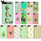 Yinuoda Cute cartoon avocado Black TPU Soft Silicone Phone Cover for iPhone X XS MAX 6 6S 7 7plus 8 8Plus 5 5S XR
