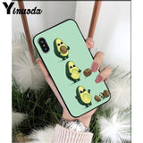 Yinuoda Cute cartoon avocado Black TPU Soft Silicone Phone Cover for iPhone X XS MAX 6 6S 7 7plus 8 8Plus 5 5S XR