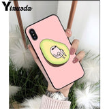 Yinuoda Cute cartoon avocado Black TPU Soft Silicone Phone Cover for iPhone X XS MAX 6 6S 7 7plus 8 8Plus 5 5S XR
