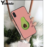 Yinuoda Cute cartoon avocado Black TPU Soft Silicone Phone Cover for iPhone X XS MAX 6 6S 7 7plus 8 8Plus 5 5S XR