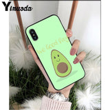 Yinuoda Cute cartoon avocado Black TPU Soft Silicone Phone Cover for iPhone X XS MAX 6 6S 7 7plus 8 8Plus 5 5S XR