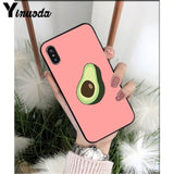 Yinuoda Cute cartoon avocado Black TPU Soft Silicone Phone Cover for iPhone X XS MAX 6 6S 7 7plus 8 8Plus 5 5S XR