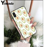 Yinuoda Cute cartoon avocado Black TPU Soft Silicone Phone Cover for iPhone X XS MAX 6 6S 7 7plus 8 8Plus 5 5S XR