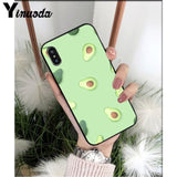 Yinuoda Cute cartoon avocado Black TPU Soft Silicone Phone Cover for iPhone X XS MAX 6 6S 7 7plus 8 8Plus 5 5S XR