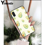 Yinuoda Cute cartoon avocado Black TPU Soft Silicone Phone Cover for iPhone X XS MAX 6 6S 7 7plus 8 8Plus 5 5S XR