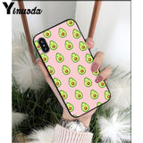 Yinuoda Cute cartoon avocado Black TPU Soft Silicone Phone Cover for iPhone X XS MAX 6 6S 7 7plus 8 8Plus 5 5S XR