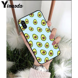Yinuoda Cute cartoon avocado Black TPU Soft Silicone Phone Cover for iPhone X XS MAX 6 6S 7 7plus 8 8Plus 5 5S XR
