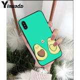Yinuoda Cute cartoon avocado Black TPU Soft Silicone Phone Cover for iPhone X XS MAX 6 6S 7 7plus 8 8Plus 5 5S XR