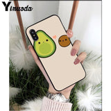 Yinuoda Cute cartoon avocado Black TPU Soft Silicone Phone Cover for iPhone X XS MAX 6 6S 7 7plus 8 8Plus 5 5S XR