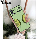 Yinuoda Cute cartoon avocado Black TPU Soft Silicone Phone Cover for iPhone X XS MAX 6 6S 7 7plus 8 8Plus 5 5S XR
