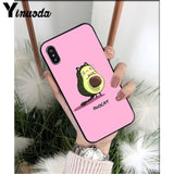 Yinuoda Cute cartoon avocado Black TPU Soft Silicone Phone Cover for iPhone X XS MAX 6 6S 7 7plus 8 8Plus 5 5S XR
