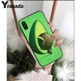 Yinuoda Cute cartoon avocado Black TPU Soft Silicone Phone Cover for iPhone X XS MAX 6 6S 7 7plus 8 8Plus 5 5S XR