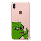 YIMAOC cute Pepe Funny Frog Soft Silicone Phone Shell Case for iPhone XR X XS 11 Pro Max 5 5S SE 6 6S 7 8 Plus 10 TPU Cover