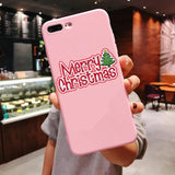 New Year Christmas Santa Claus snow deer Pink Silicone Candy Case Coque For iPhone 11 Pro Max 2019 Xs 6S 7 8 Plus X XS Max XR