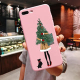 New Year Christmas Santa Claus snow deer Pink Silicone Candy Case Coque For iPhone 11 Pro Max 2019 Xs 6S 7 8 Plus X XS Max XR