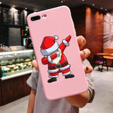 New Year Christmas Santa Claus snow deer Pink Silicone Candy Case Coque For iPhone 11 Pro Max 2019 Xs 6S 7 8 Plus X XS Max XR